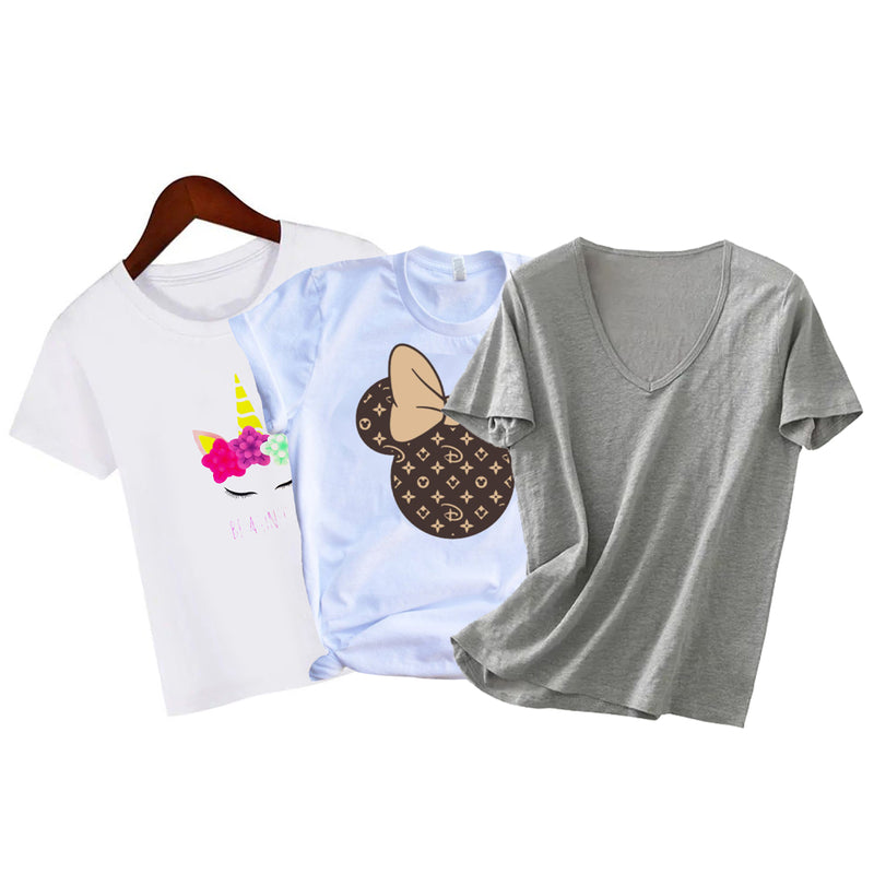 3 Pcs Women's Fashion T-shirt S4541361 - Tuzzut.com Qatar Online Shopping