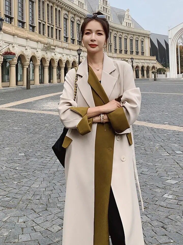Women Trench Coat Color-block Patchwork Design Lapel Single Breasted Casual Loose Women High Quality Windbreaker Overcoat S4748063 Women Trench Coat Color-block Patchwork Design Lapel Single Breasted Casual Loose Women High Quality Windbreaker Overcoat S4748063