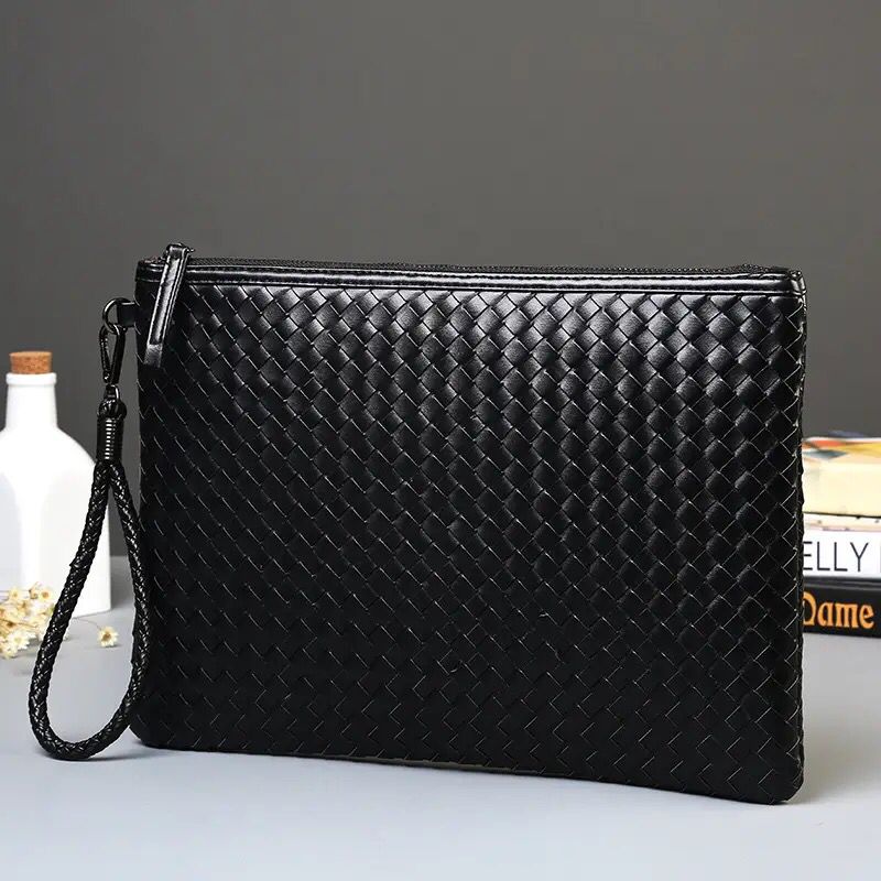 Men bag Leather Weave Knitting Clutch Bag Shoulder bag Wallet Handy Bag Handbags Day Clutches Male Large black Purses Clutch S3446757 - Tuzzut.com Qatar Online Shopping