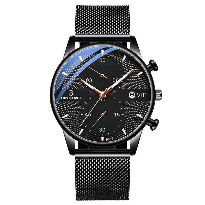 New Handsome Boy Business Man Watch Trend Quartz Watch Waterproof Calendar Watch W50879 - Tuzzut.com Qatar Online Shopping