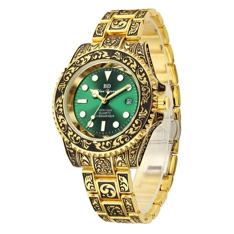 Retro Men's Watch Quartz Waterproof Luminous Green Water Ghost Watch Gift Box S216578 Retro Men's Watch Quartz Waterproof Luminous Green Water Ghost Watch Gift Box S216578