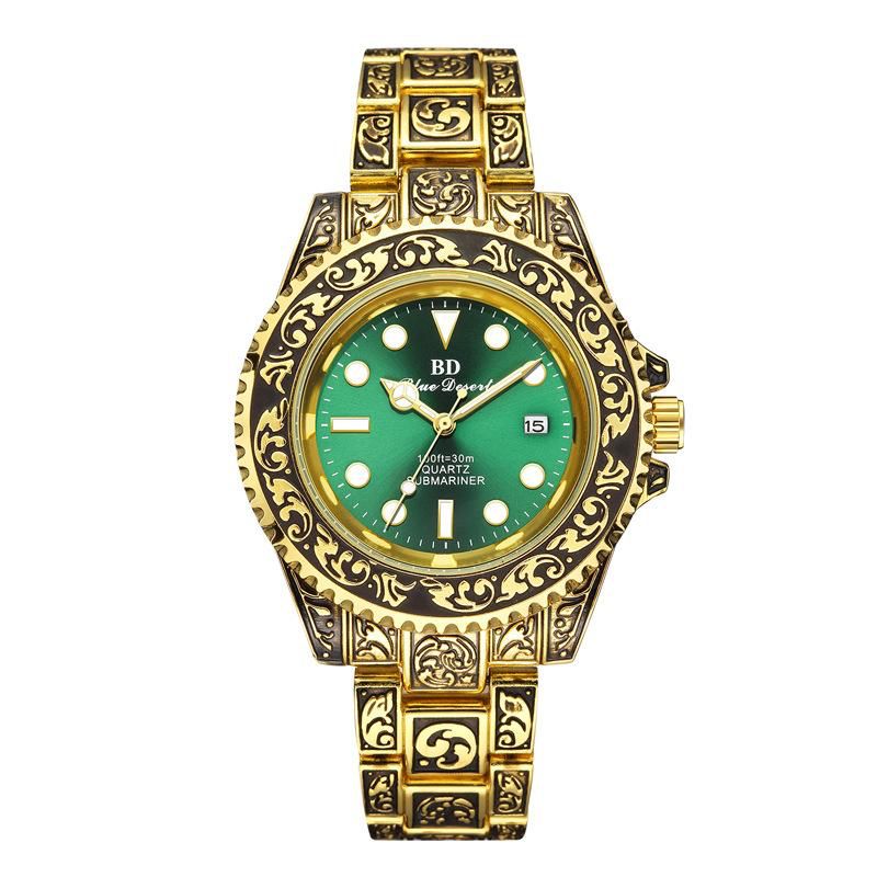 Retro Men's Watch Quartz Waterproof Luminous Green Water Ghost Watch Gift Box S216578 - Tuzzut.com Qatar Online Shopping