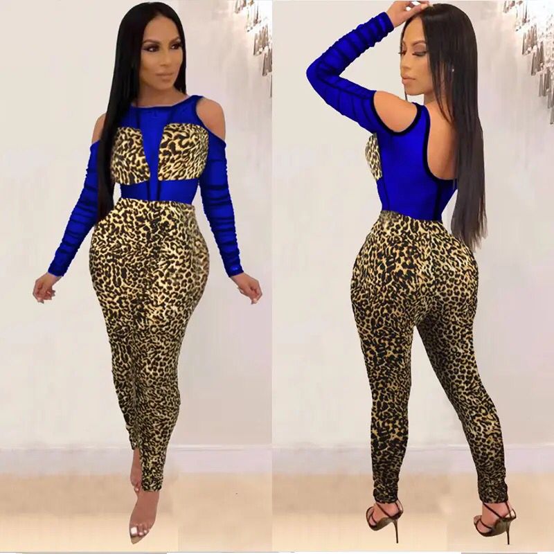 Sexy Sheer Mesh Patchwork Leopard Print Night Party Jumpsuit Women Backless Hollow Out Outfit Club Rompers Female Overalls S3660103 - Tuzzut.com Qatar Online Shopping