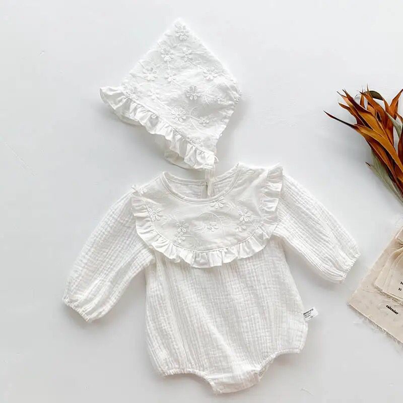 Spring Autumn Baby Girls Clothes Suit Infant Baby Girls Cotton Long Sleeve Embroidery Bodysuits Newborn Baby Girls Jumpsuit S4541360 - Tuzzut.com Qatar Online Shopping