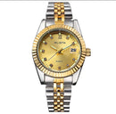 2 Pcs Gold Stainless Steel Wristwatch Calendar Date Clock WLISTH Brand Luxury For Couples S2871874 - Tuzzut.com Qatar Online Shopping