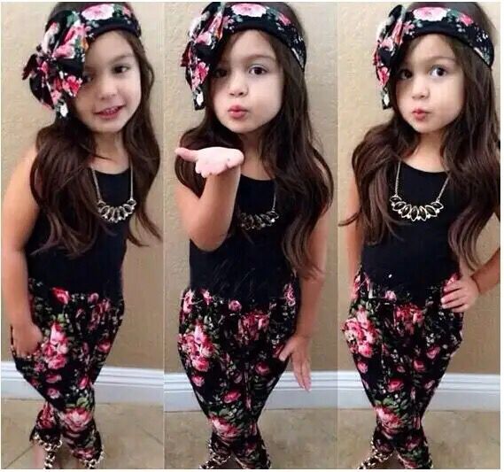 Hot Summer Kids Girls Clothes Sleeveless Vest Floral Pants Scarf Children Fashion Style 3PCS Baby Girl Clothing Sets Outfits S1358467 Hot Summer Kids Girls Clothes Sleeveless Vest Floral Pants Scarf Children Fashion Style 3PCS Baby Girl Clothing Sets Outfits S1358467