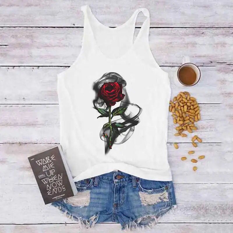 Top Women Sleeveless Summer Graphic Vest Fashion Tops For Teens New Camiseta Tirantes Mujer X3636485 - Tuzzut.com Qatar Online Shopping