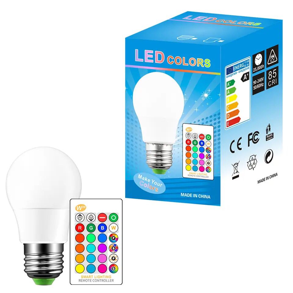 2 Pcs RGB LED Bulb WithRemote Control AC85-265V S1388903 2 Pcs RGB LED Bulb WithRemote Control AC85-265V S1388903