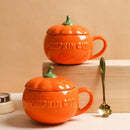 1 Pc Creative Ceramic Mugs With Lid Handmade Coffee Cups Pumpkin Shaped Tea Milk Breakfast Mug Oatmeal Yogurt Cup Unique Novelty Gift S3512789 - Tuzzut.com Qatar Online Shopping
