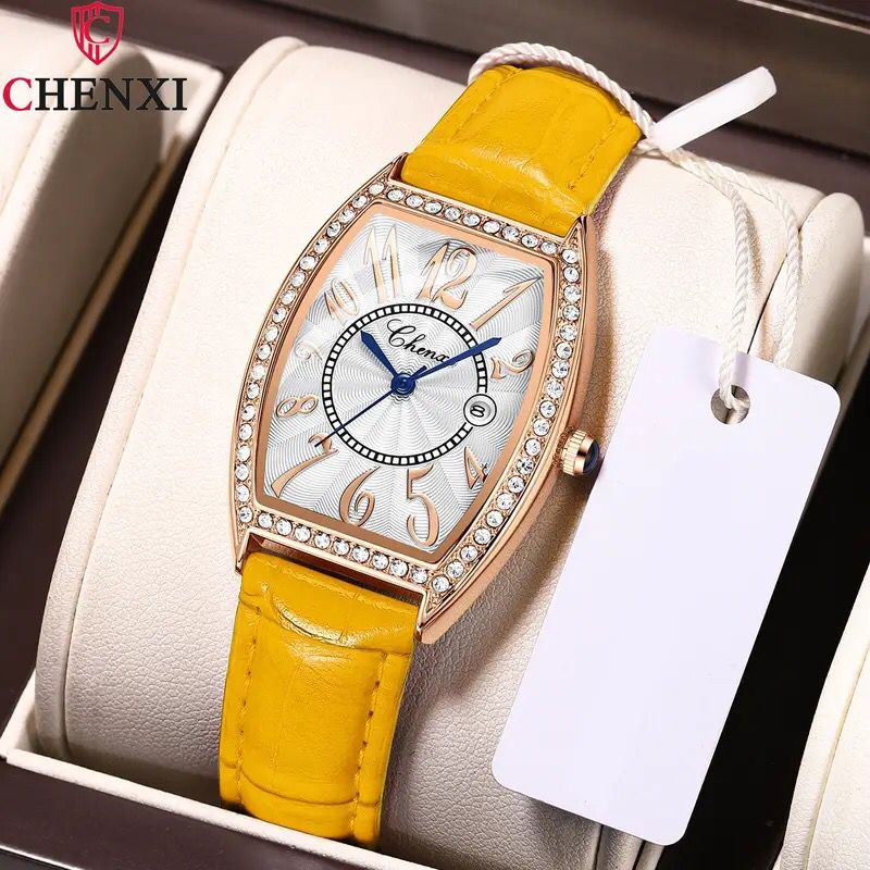 New CHENXI Watch For Women Luxury Fashion Irregular Dial Yellow Leather Quartz Women Watches Ladies Gifts S4607960 - Tuzzut.com Qatar Online Shopping