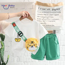 Hao Baby Tiger Print T-Shirt Boys and Girls Short Sleeve Loose Half Sleeve Summer Kids Outfits Suits X4544068 - Tuzzut.com Qatar Online Shopping