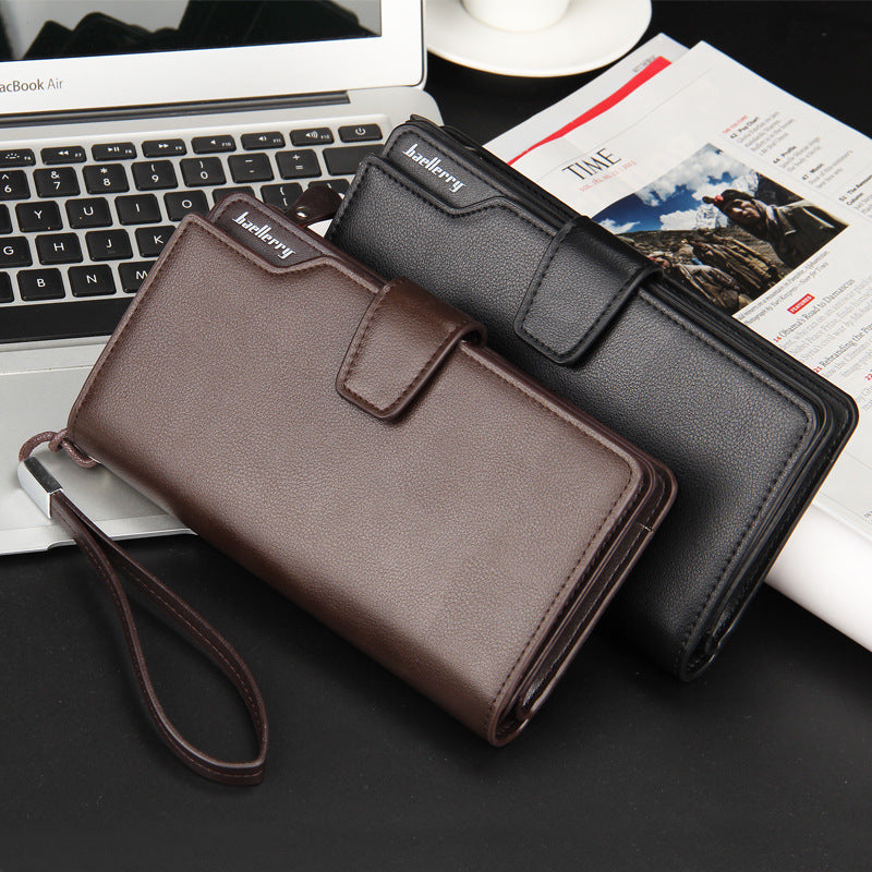 Baellerry Men PU Leather 3 Fold Long Wallet Money Purse Coin Pocket Clutch Hand Bag Card Holder - ZX-AS016-3 - Tuzzut.com Qatar Online Shopping