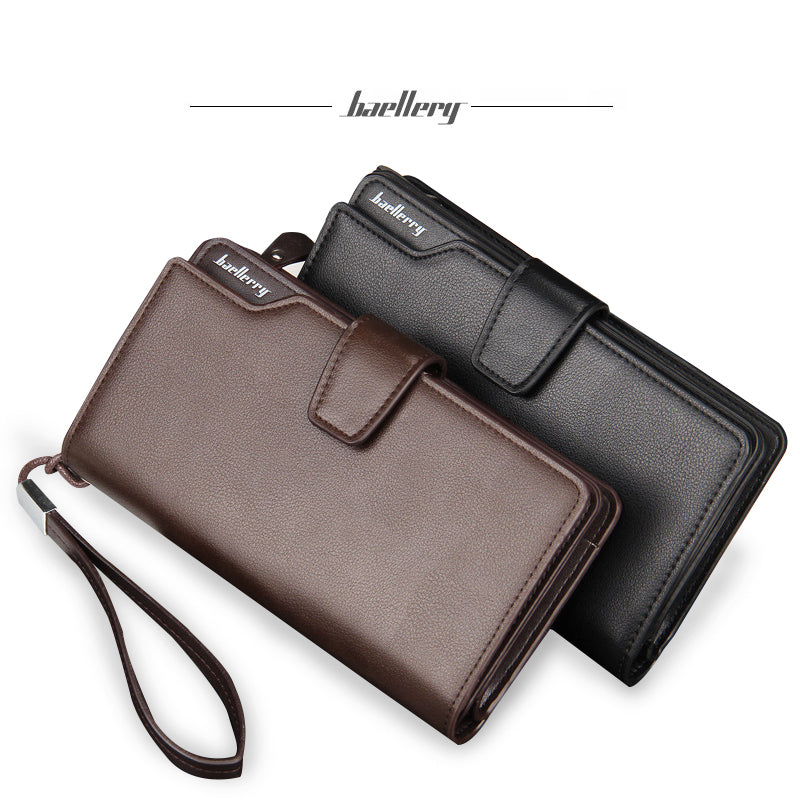 Baellerry Men PU Leather 3 Fold Long Wallet Money Purse Coin Pocket Clutch Hand Bag Card Holder - ZX-AS016-3 - Tuzzut.com Qatar Online Shopping