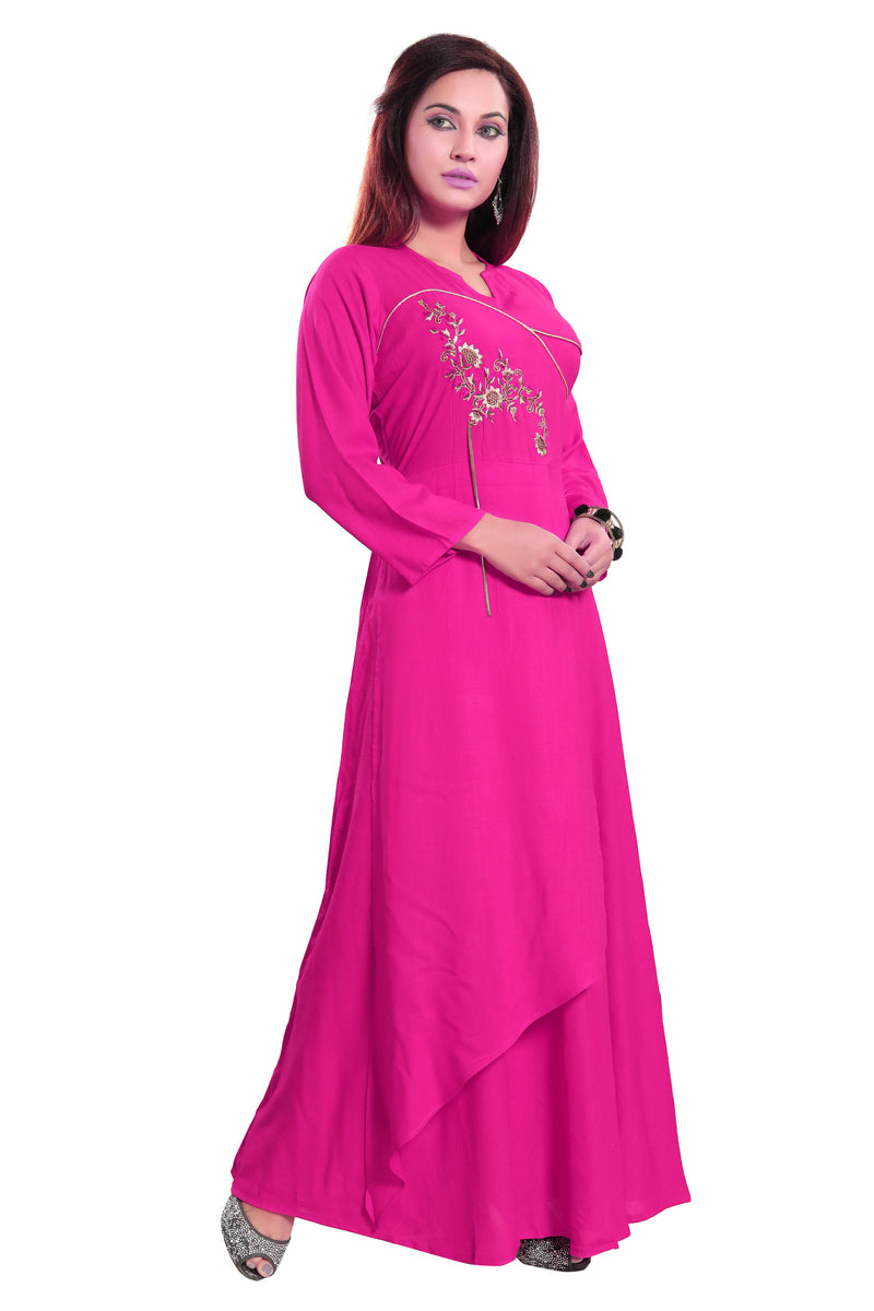 Women Pink Zardosi Maxi Dress - Tuzzut.com Qatar Online Shopping
