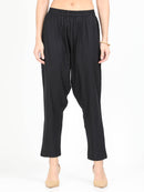 Women Black cotton embroidered kurta with Rayon Black Pant - Tuzzut.com Qatar Online Shopping