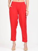 Women Blue cotton embroidered top and Red rayon pant - Tuzzut.com Qatar Online Shopping
