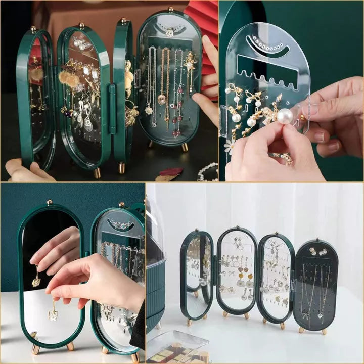 Foldable Luxury Jewelry Storage Box with Mirror Foldable Luxury Jewelry Storage Box with Mirror