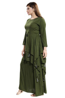 Women Green Layered Solid Maxi Dress - Tuzzut.com Qatar Online Shopping