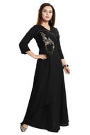 Women Black Zardosi Maxi Dress - Tuzzut.com Qatar Online Shopping