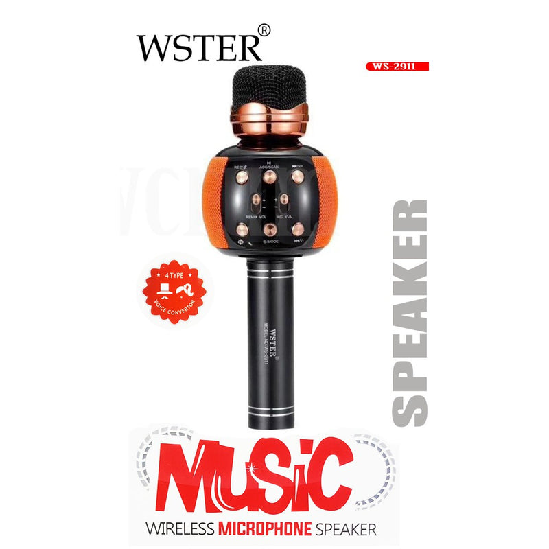 WSTER WS-2911 Portable Bluetooth Speaker Microphone - 4 Voice Change Song Record - Tuzzut.com Qatar Online Shopping
