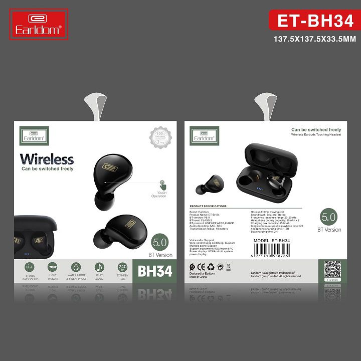 Earldom ET-BH34 TWS Wireless Bluetooth Earphone Earbuds - Tuzzut.com Qatar Online Shopping