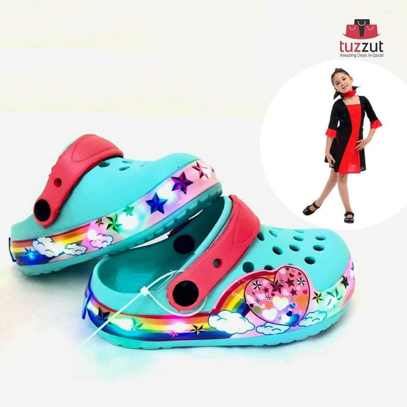 Kids Beach Outdoor Cartoon LED Light Sandals Slippers for Girls - Blue - TUZZUT Qatar Online Store