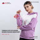 Turkish Cute Cat Hoodie Women Fashion Sweatshirt - Violet - Tuzzut.com Qatar Online Shopping