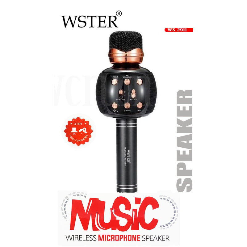 WSTER WS-2911 Portable Bluetooth Speaker Microphone - 4 Voice Change Song Record - Tuzzut.com Qatar Online Shopping