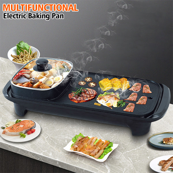 Multi-functional 2 in 1 Electric BBQ Grill With Hot Pot - TUZZUT Qatar Online Store