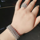New Exquisite Luxury Geometric Cubic Zirconia Wedding Bracelet Ring Jewelry Sets for Women Silver Color Jewellery Set - B69091