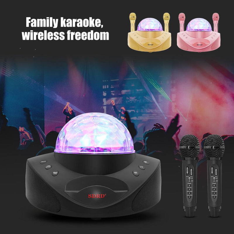 SDRD 308 With 2 Wireless Microphone Mobile Karaoke Sub-woofer Speaker Set Playing With Home Party Disco Light - Tuzzut.com Qatar Online Shopping