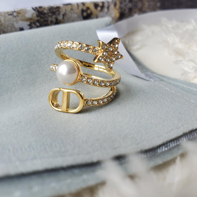 Star Pearl Ring open lady personality elegant Ring for women jewelry - Tuzzut.com Qatar Online Shopping