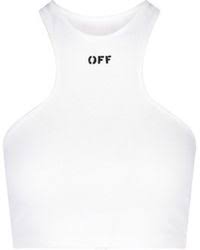Off-White Cotton Cropped Top in White S4588049 - Tuzzut.com Qatar Online Shopping