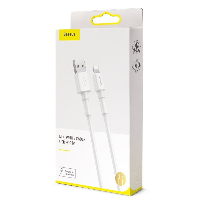 Baseus Mini White Cable USB for iP 2.4A 1m White - Tuzzut.com Qatar Online Shopping