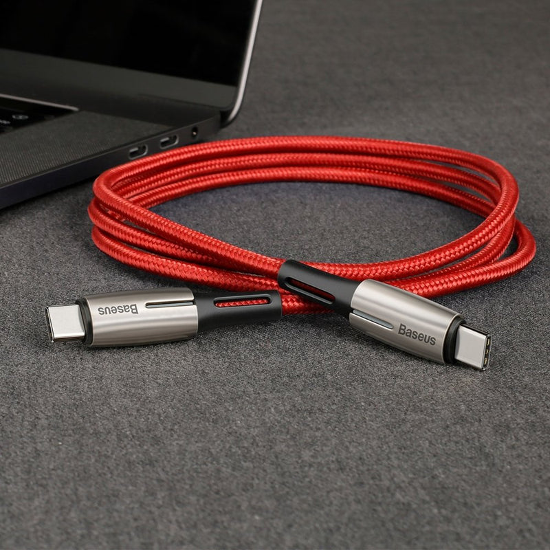 Baseus Water Drop-shaped Lamp Type-C PD2.0 60W Flash Charge Data Cable 20V 3A 1m Red (CATSD-J09) - TUZZUT Qatar Online Store