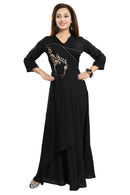 Women Black Zardosi Maxi Dress - Tuzzut.com Qatar Online Shopping