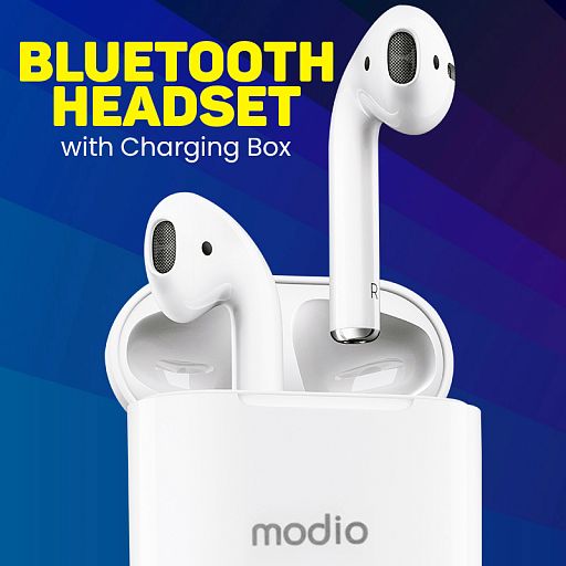 Modio ME1 Wireless Stereo Touch Sensor TWS Wireless Bluetooth Headset with Charging Box, White - Tuzzut.com Qatar Online Shopping