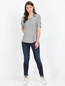 Women Grey Casual Top - Plain - Tuzzut.com Qatar Online Shopping