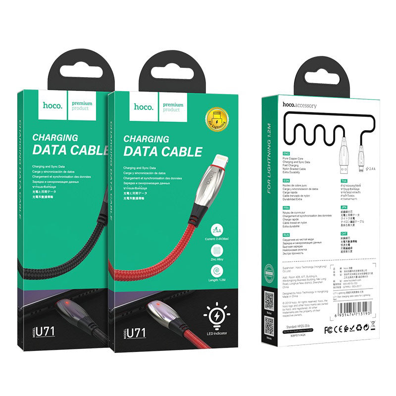 Cable USB to Lightning charging data sync - HOCO U71 - Tuzzut.com Qatar Online Shopping