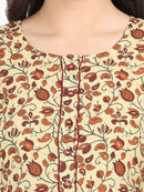 Women Beige Printed Cotton Dress - Tuzzut.com Qatar Online Shopping