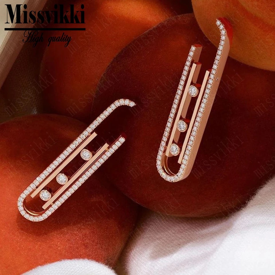 Trendy Prong CZ Punk Style Dangle Earrings for Women Girl Trendy Prong CZ Punk Style Dangle Earrings for Women Girl