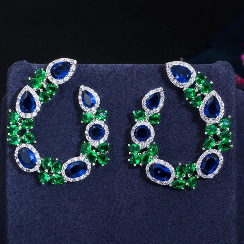 fashion green cubic zircon flower bridal wedding jewellry