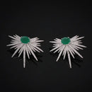 Silver Color Big Plant Luxury Stud Earrings with Bling Zircon Stone for Women Fashion Jewelry Korean Earrings - Tuzzut.com Qatar Online Shopping