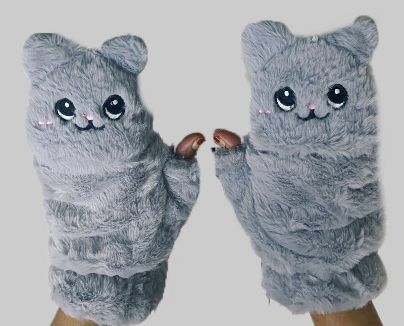 Fashion Women Plush Warm Glove Fur Rabbit Cat Mittens Flip Fingerless Gloves Soft Girls Thick Gloves Flexible Half Finger Winter -S4315079 46. (HRK4001) - Tuzzut.com Qatar Online Shopping