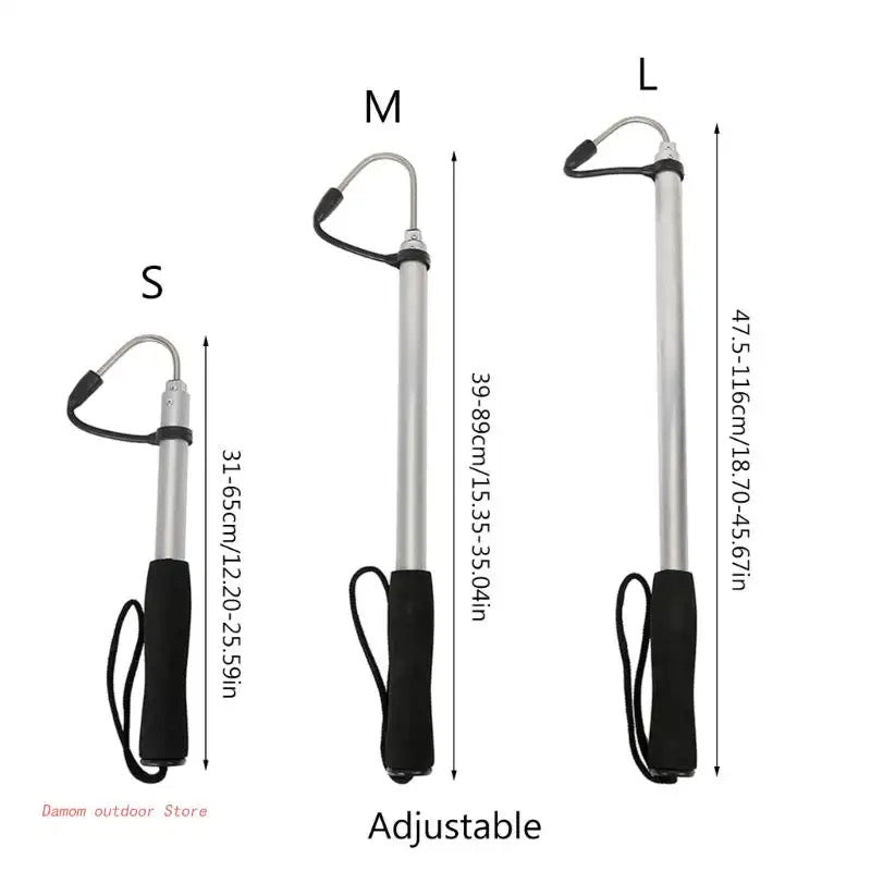 Telescopic Fish Gaff with Stainless Sea Fishing Spear Hook Tackle, Soft Handle