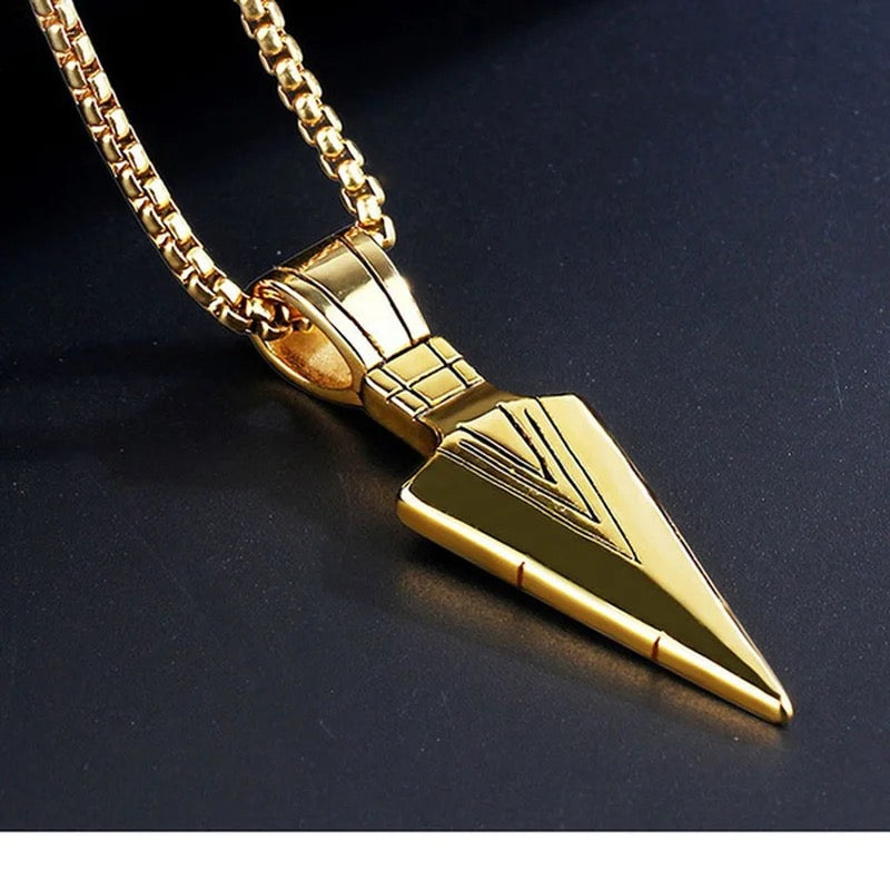 Fashion Men's Black Arrow Necklace Gold Plated Jewelry Triangular Arrow Pendant Necklaces - Tuzzut.com Qatar Online Shopping
