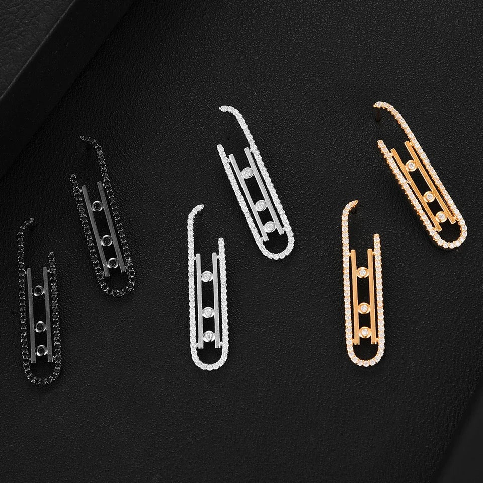 Trendy Prong CZ Punk Style Dangle Earrings for Women Girl Trendy Prong CZ Punk Style Dangle Earrings for Women Girl