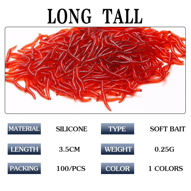 100pcs Soft Lures Silicone Swimbait Shad Grub Worm Plastic Lifelike Fake Earthworm Wacky Stick Sea Baits Tackle Accessories - Tuzzut.com Qatar Online Shopping