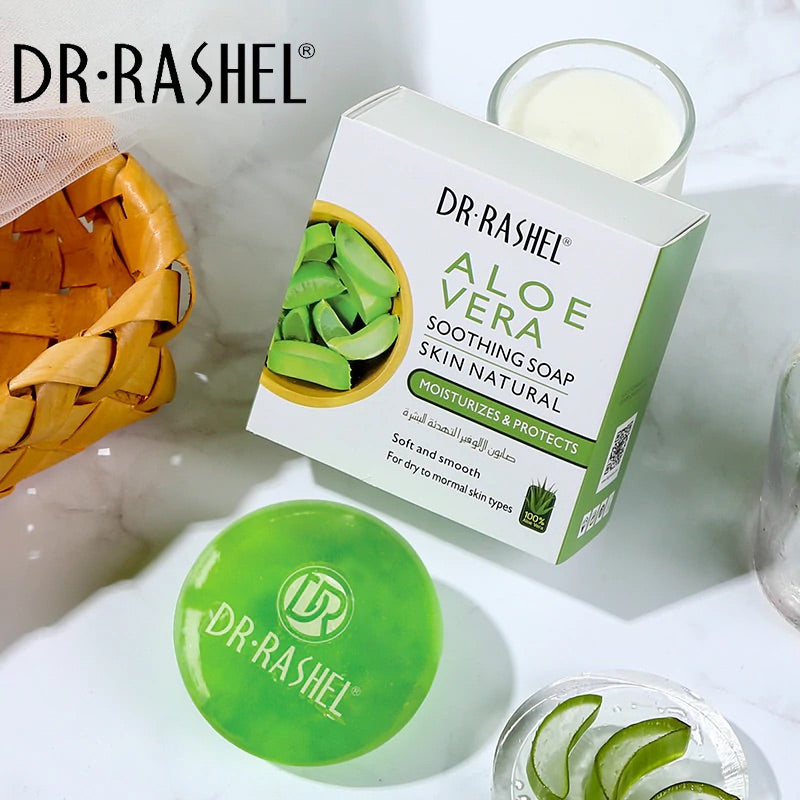 DR.RASHEL Aloe Vera Soothing Soap Skin Natural Moisturizes & Protects 100g DRL-1612 - TUZZUT Qatar Online Store