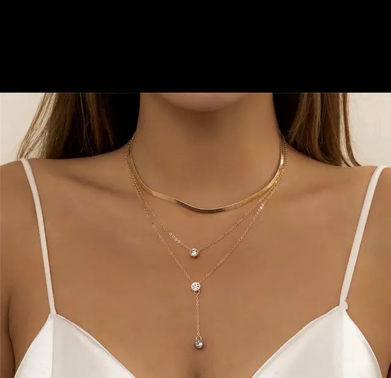Boho Multi-layer Long Chain Necklace Triangular Hollow Metal Stick Pendant Necklaces For Women Fashion Neck Jewelry - S1552292 - Tuzzut.com Qatar Online Shopping
